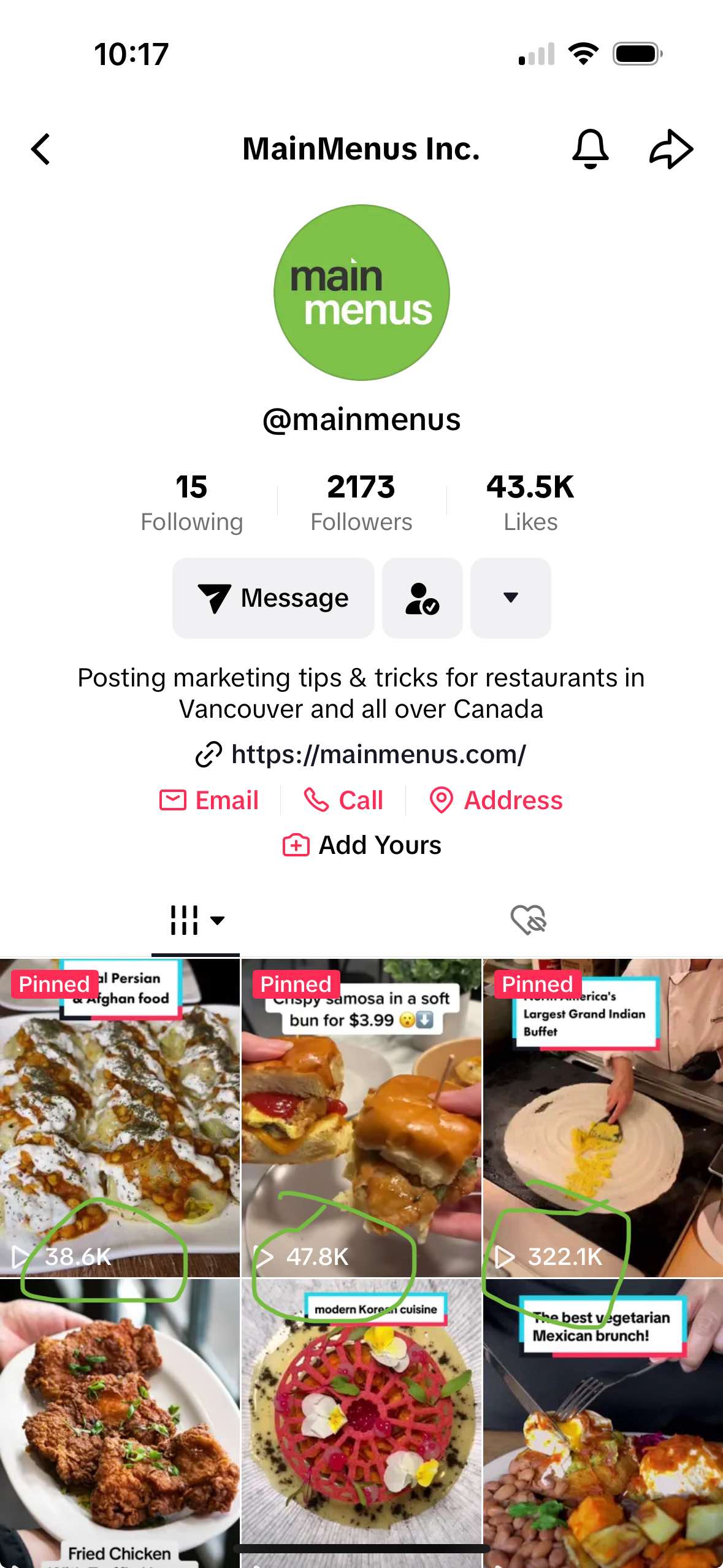 Tiktok viral video of restaurants that we manage