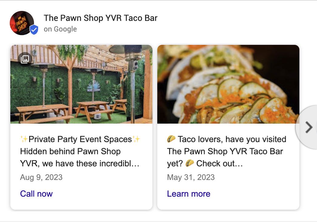 restaurant post updates for Google listing